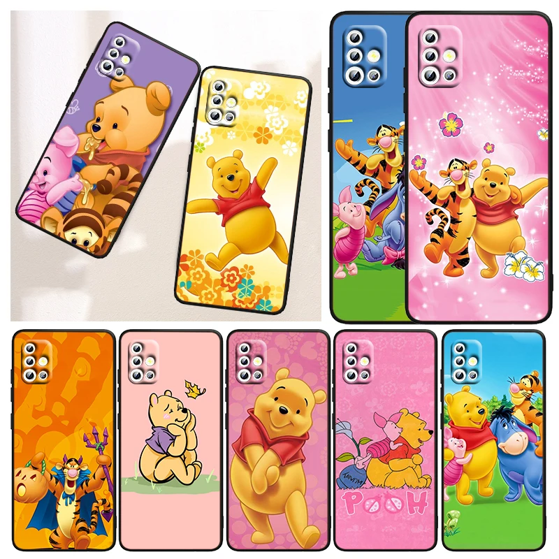 

Cute Winnie the Pooh Phone Case For Samsung A73 A72 A71 A54 A53 A52 A51 A42 A33 A32 A23 A22 A21S A13 A04 A03 5G Black