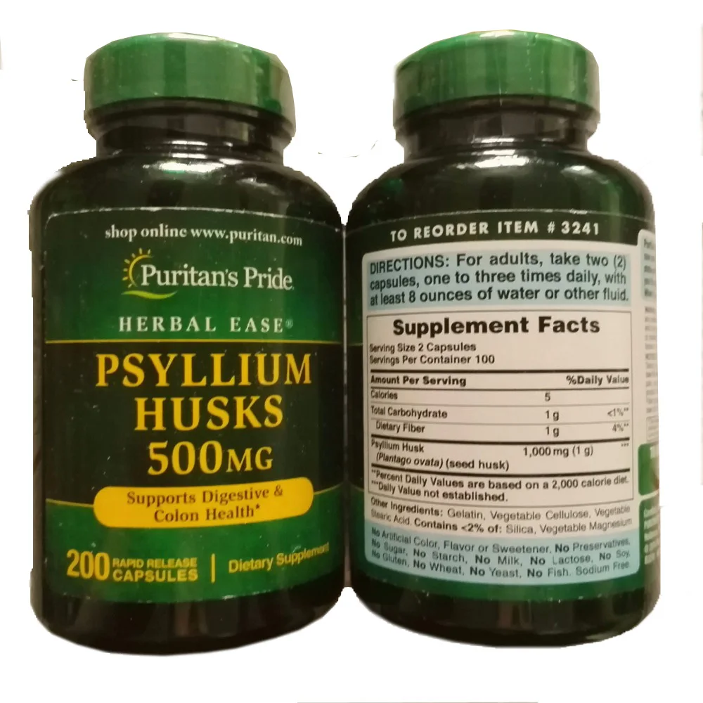 

Free shipping Psyllium Husks 500 mg 200 capsules