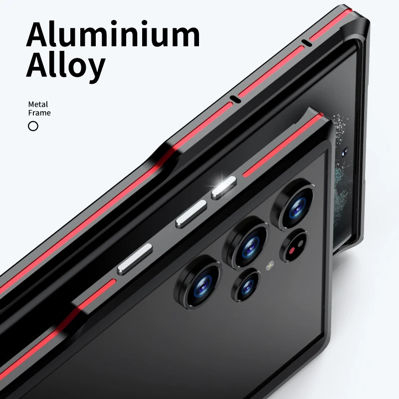 3D Strong Metal Bumper Case For Samsung Galaxy S22 Ultra S22 Plus Aluminum Frame Shockproof Phone Case S21 Ultra Protector Cover