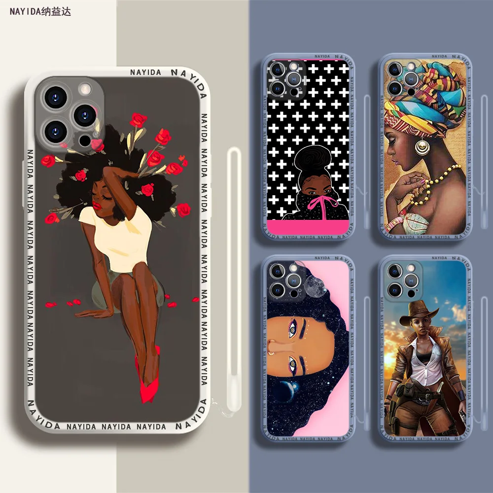 

Phone Case For iPhone 14 13 11 12 Mini Pro Max XS XR X Soft Silicone TPU Cover Beautiful Afro Girls