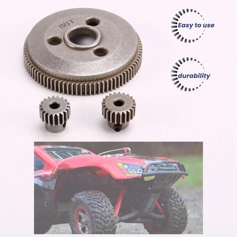 Metal Steel 48P 86T Spur Gear For 1/10 2WD Slash/Rustler Stampede With 19T 21T Pinion Sets Replace 4686