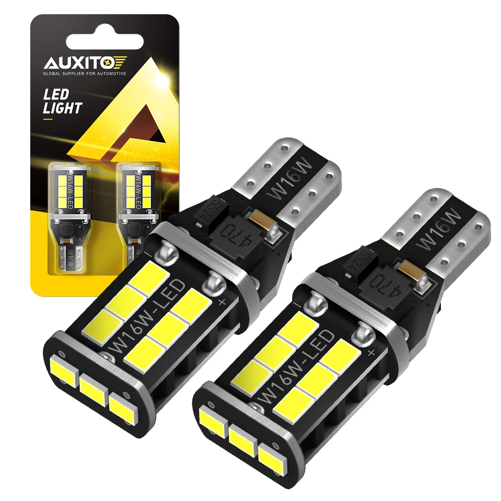

AUXITO Комплект Из 2 Светодиодных Ламп T15 W16W Canbus Без Ошибок, 1200 Лм, Сверхъяркие, 6000K, Белые, 2835SMD