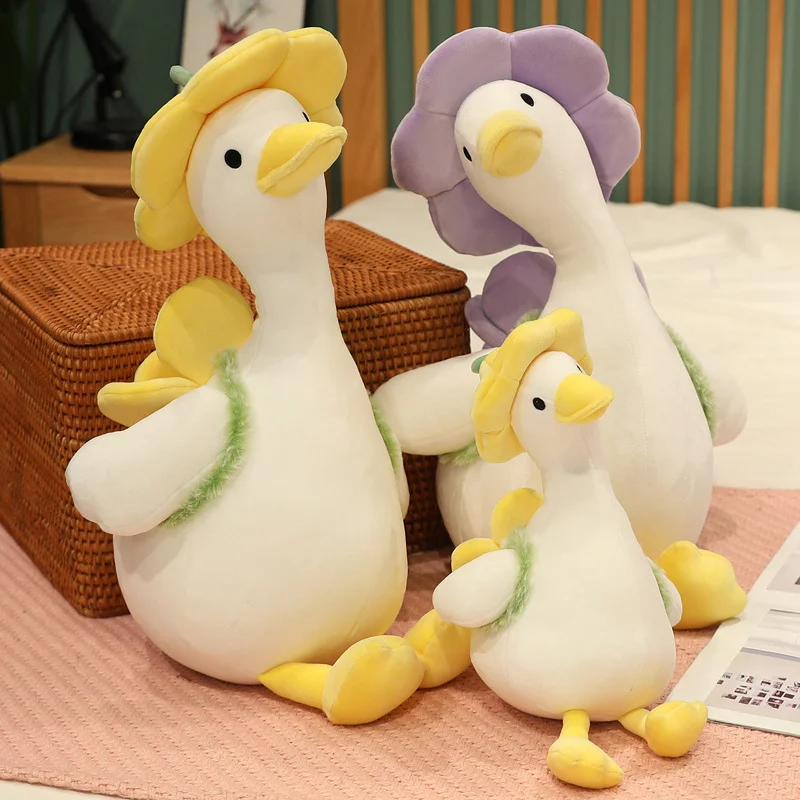 

35-55cm Kawaii Cute Flower Duck Plush Toy Big White Goose Doll Children's Birthday Gift Doll Girl Baby Soft Sleeping Pillow