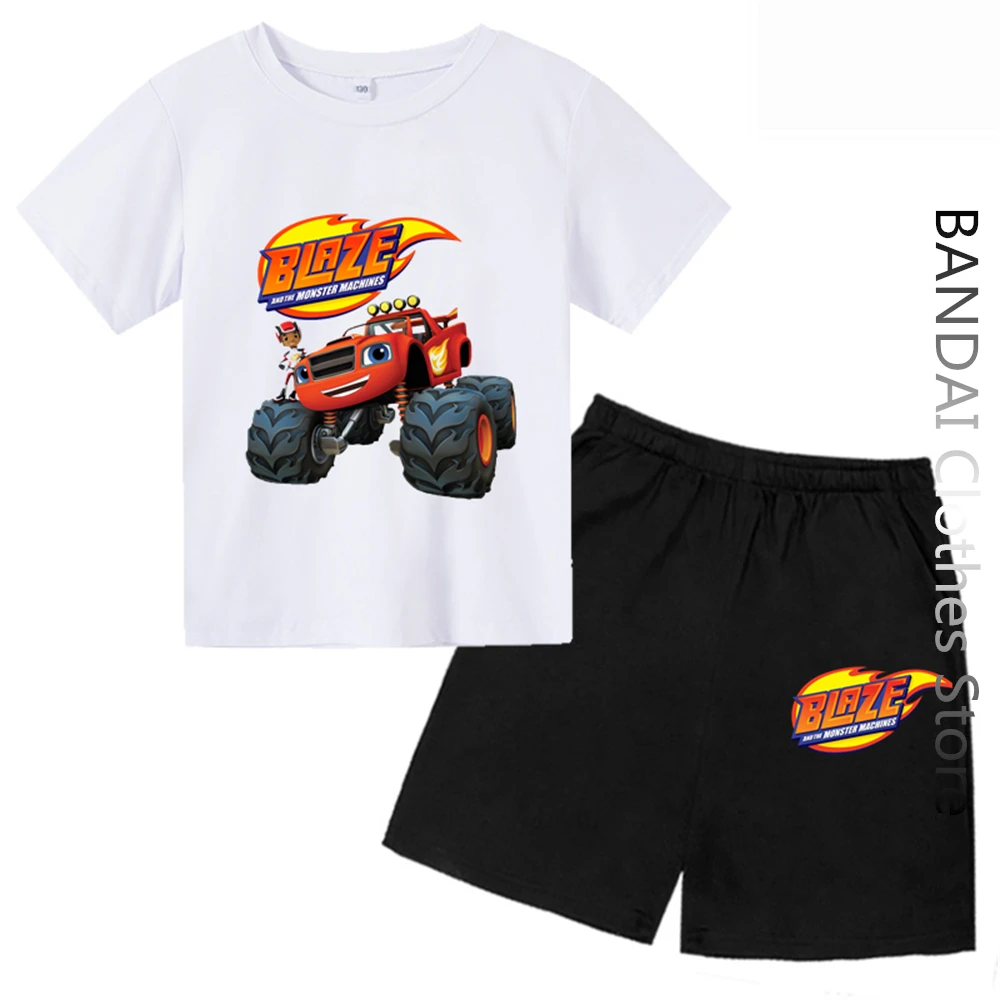 

Blaze And The Monster Machines Cartoon Kids Funny Tshirts Shorts Baby Boys Cool Summer T-shirt Set Men Women Tops Girls Clothes