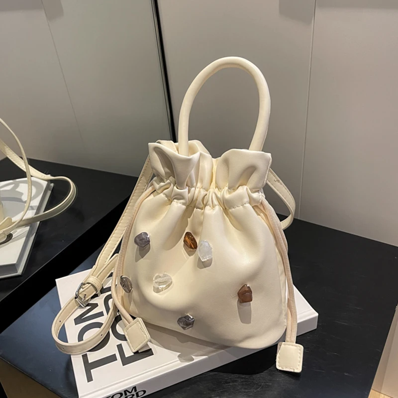 

Luxury Design Women's Bucket Bag 2023 PU Leather Shoulder Crossbody Bags for Women Fashion Trend Shopping Handbag Purse