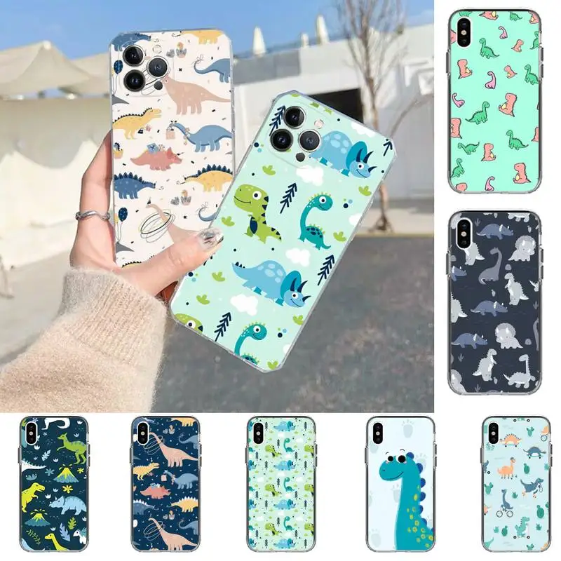 

Cute dinosaur Phone Case For iPhone XR X XS Max 14 13 Pro Max 11 12 Mini 6 7 8 plus SE 2020 Printing Cover
