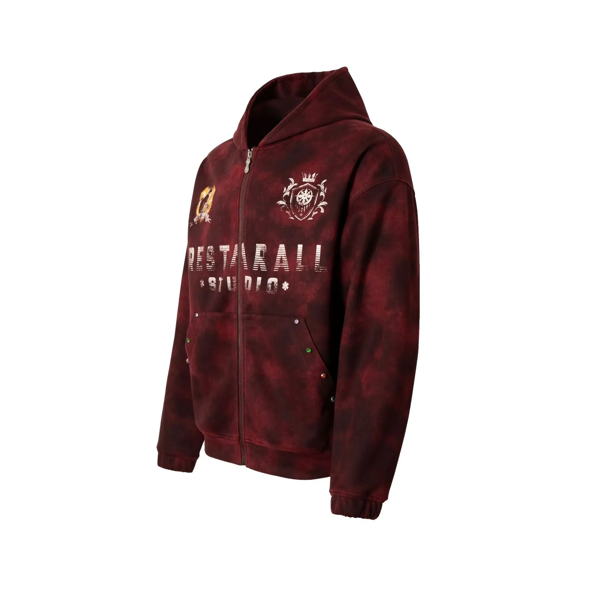 Весна 2024 винтажная куртка с капюшоном на молнии Y2K хип-хоп толстовка и принтом