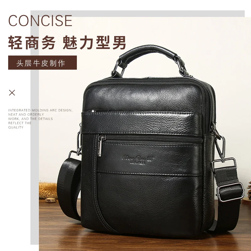 

Men's leather shoulder bag, cowhide cross body bag, large capacity backpack, multi-functional handbag, ipad bag, male