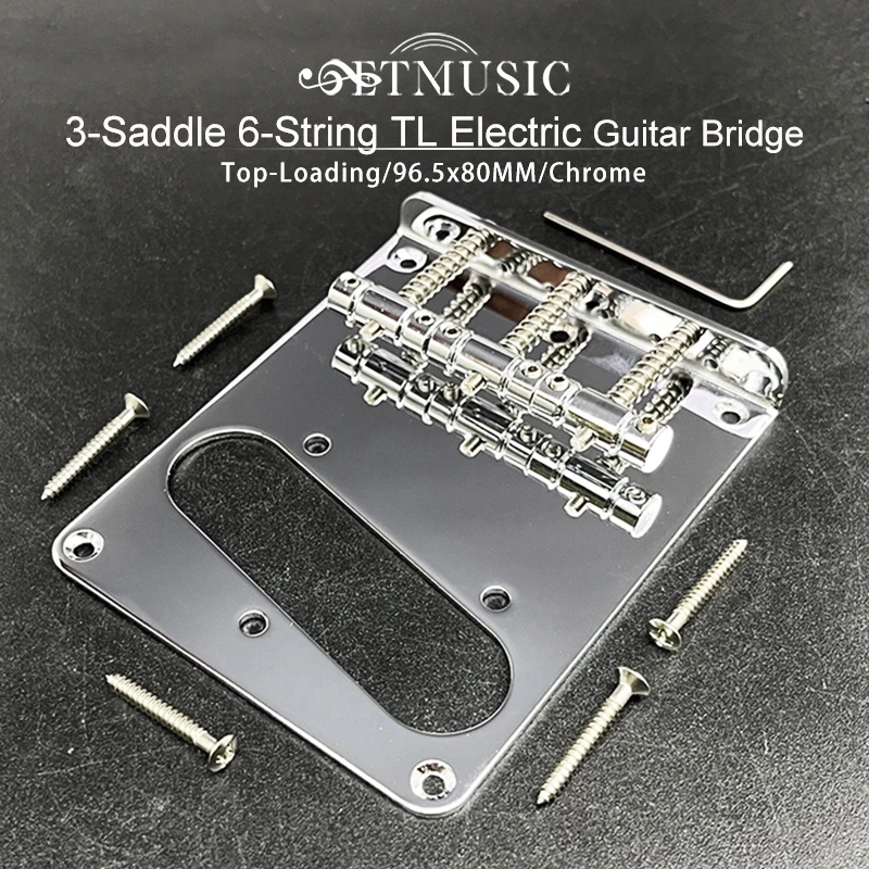 

Top-Loading 96.5x80MM 3 Saddle Bridge For TL 6 String Electric Guitar Chrome Music Accessories