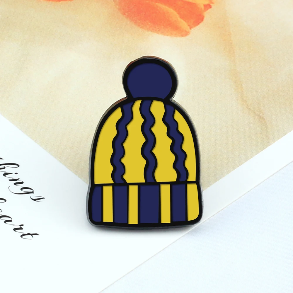 Милая синяя красная полосатая шляпа перчатки эмалированные булавки для женщин и