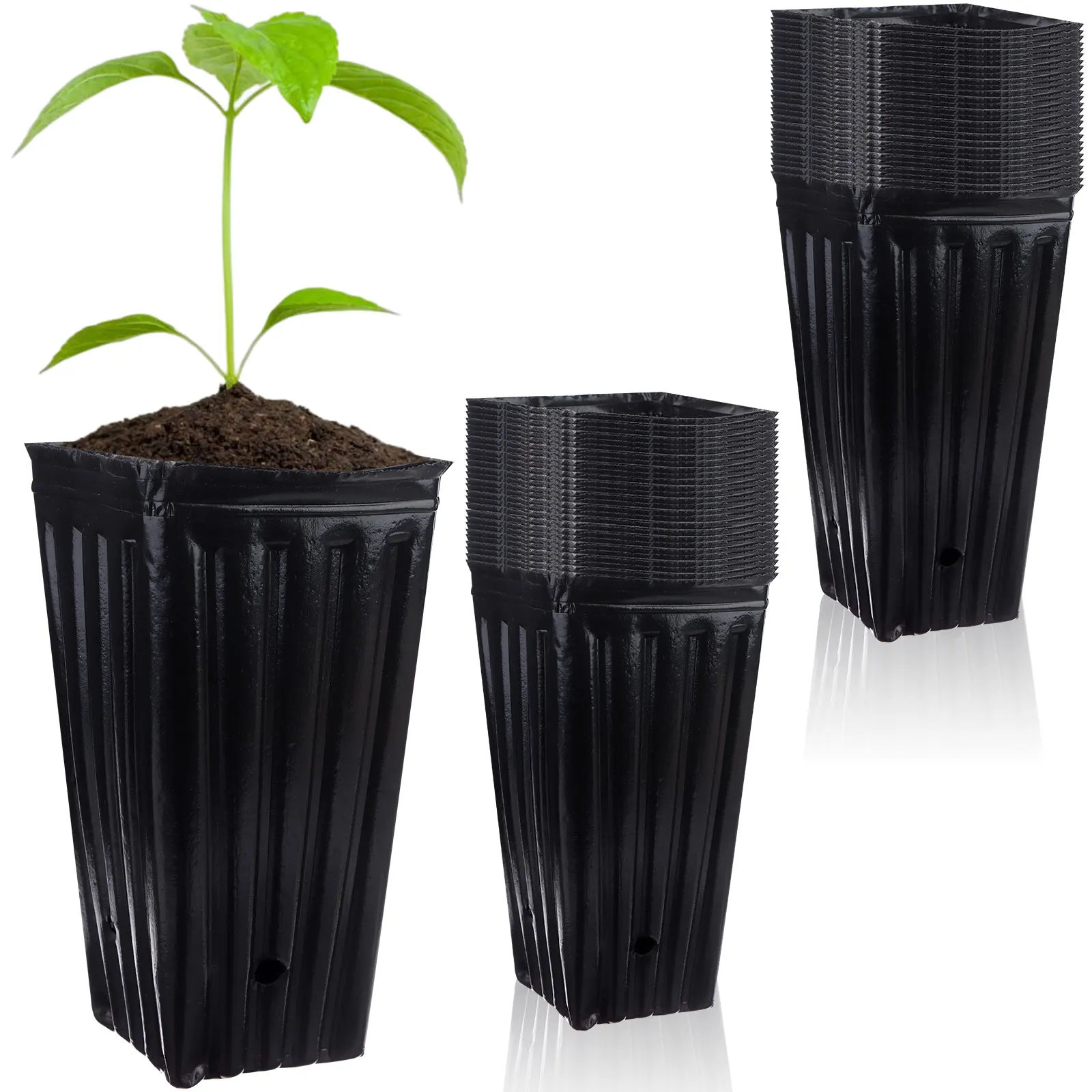 70Pcs Tall Tree Pots Plastic Deep Nursery Treepots Tall Seedling Flower Plant Container Pots with Drainage Holes Seedling Nurser