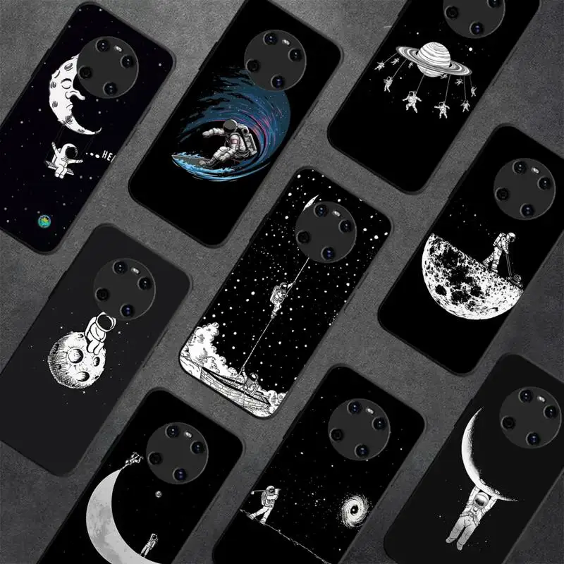 

Moon Astronaut Phone Case for Huawei Y 6 9 7 5 8s prime 2019 2018 enjoy 7 plus