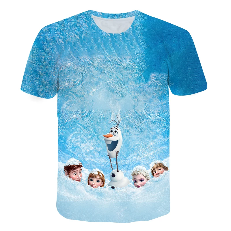 

New Summer Disney Cartoon Frozen Anna Elsa Print Fashion T-Shirt Top