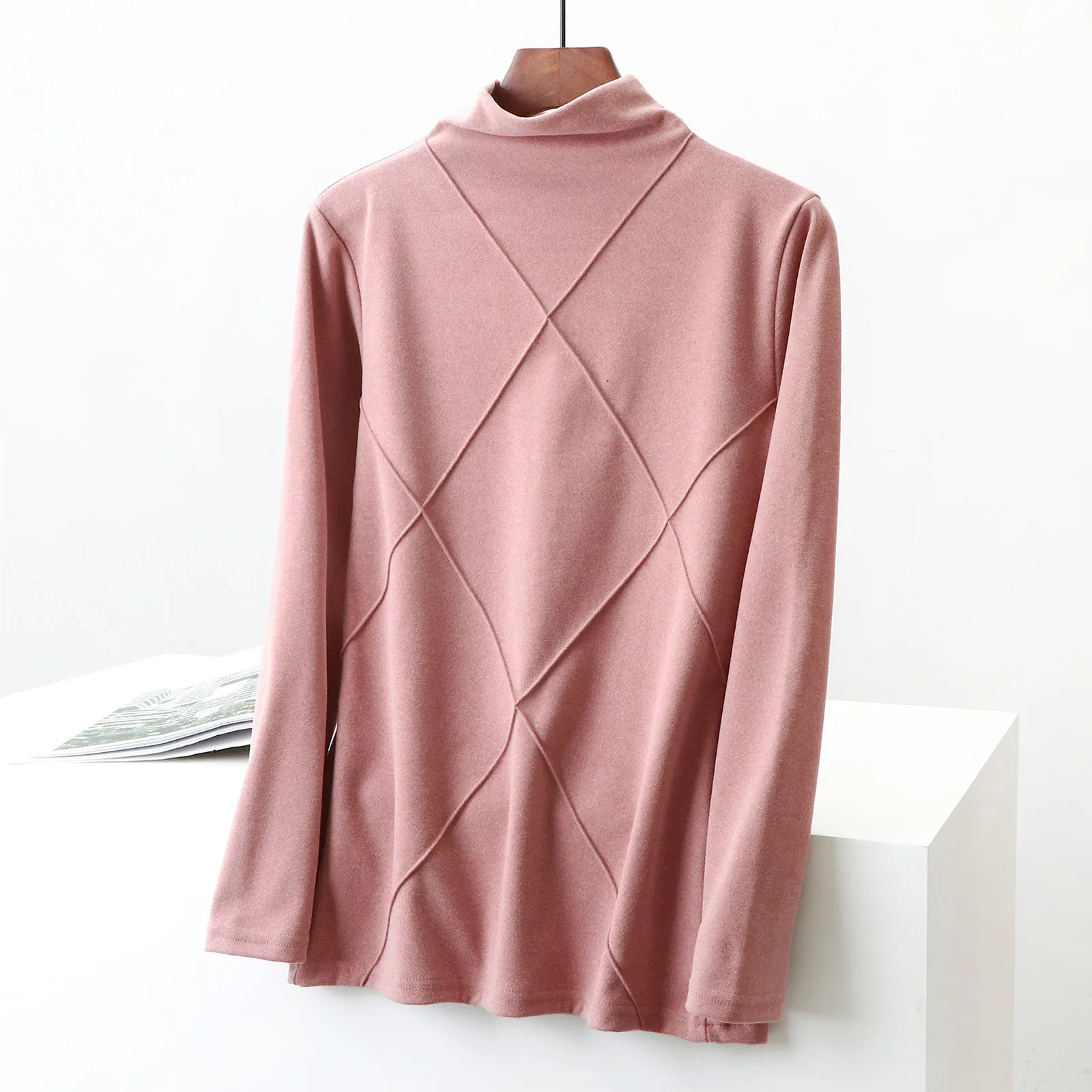 Женская повседневная осенне-зимняя разноцветная вязаная термоводолазка с