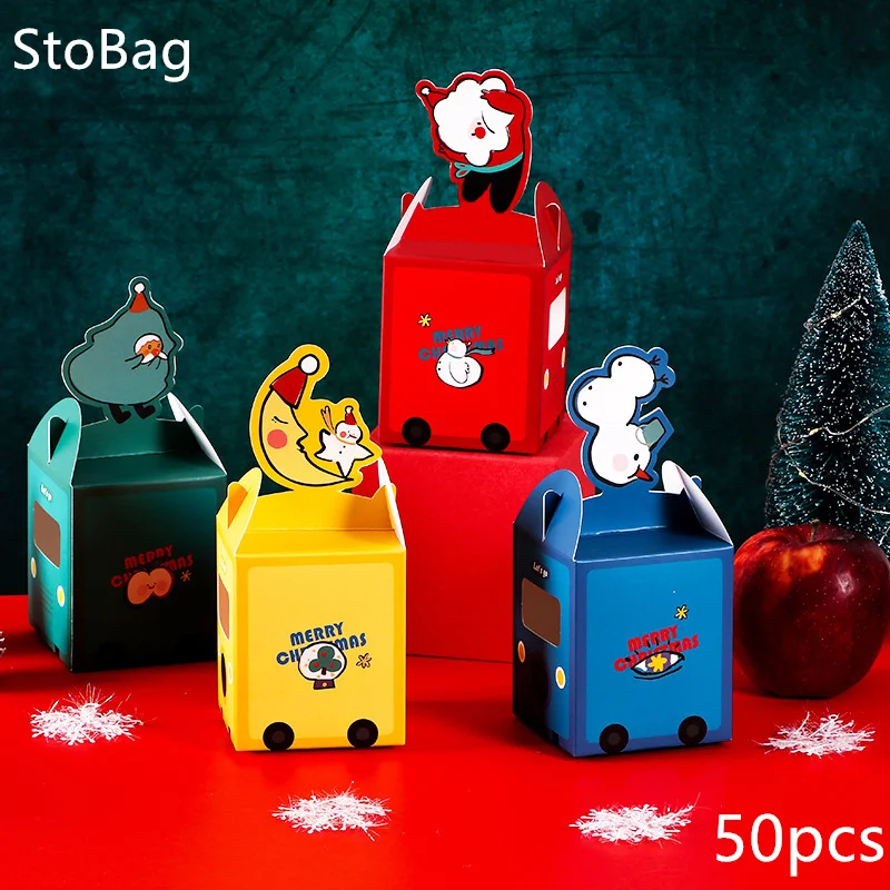 

StoBag-Christmas Eve Apple Packaging Box Small Gift Ping An Guo Kindergarten Children's Party Creative Decoration Supplies 50Pcs
