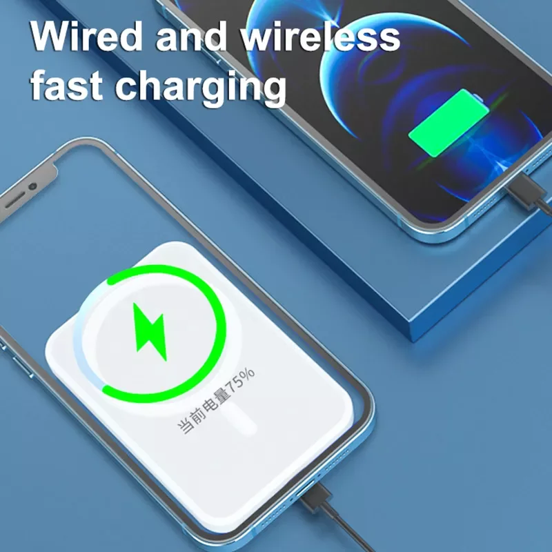 

Wireless Fast Charging Power Bank PD20W Mini Portable 20000mAh External Battery Charger for iPhone 12 13