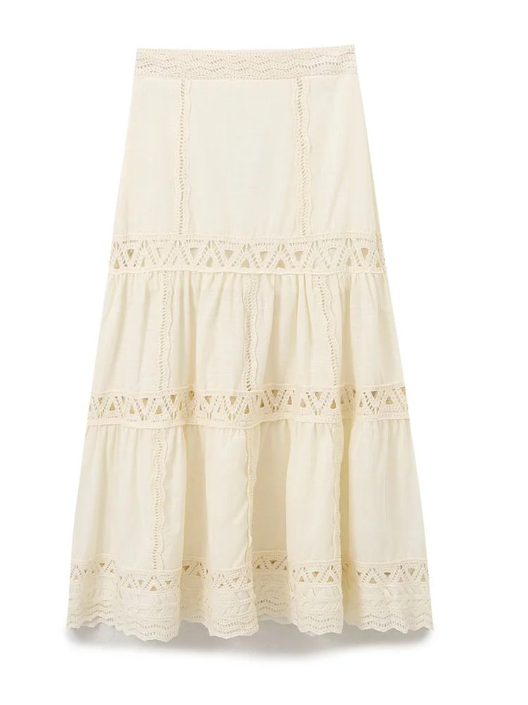 Юбка-миди Женская прямая крючком с завышенной талией на молнии