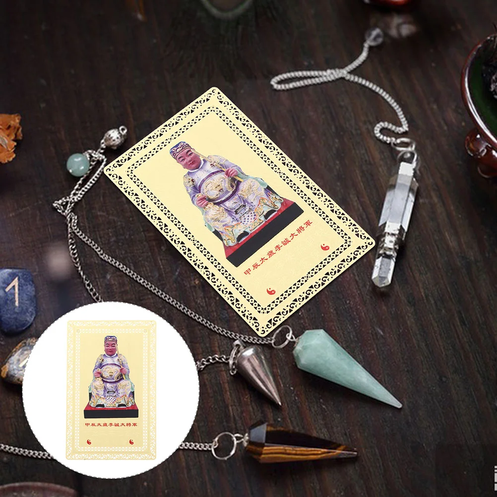 

Chinese Amulet Card Decorative Protection Fortune Portable Style Metal Luck Traditional