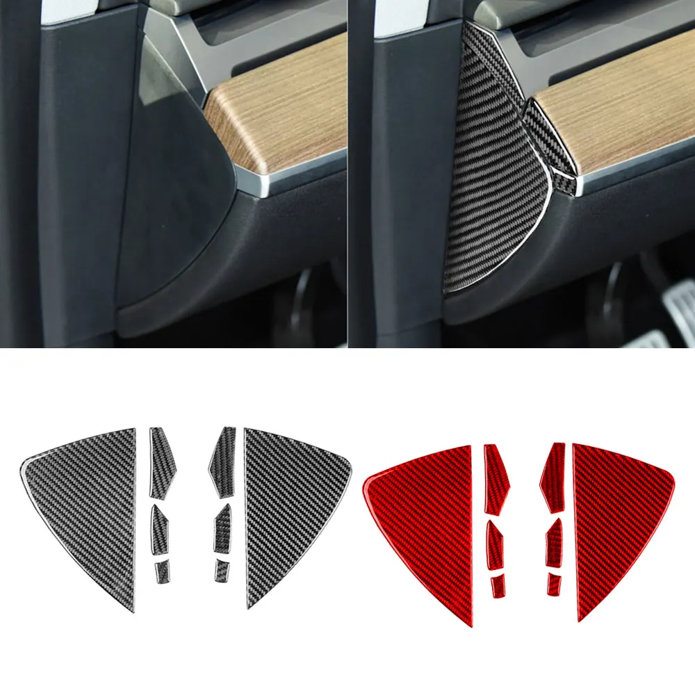 

8X For Tesla Model Y 2020+ Model 3 2017-2022 Real Carbon Fiber Front Door Slot Panel Trim Cover Car Interior Accessories Sticker