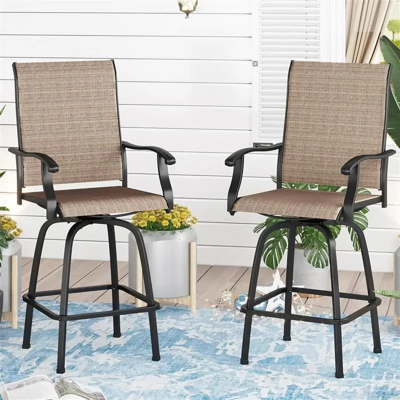 

Wfs стулья, поворотные металлические барные стулья, высокие стулья, 2 шт., уличные, патио, коричневые (2 барные стулья)