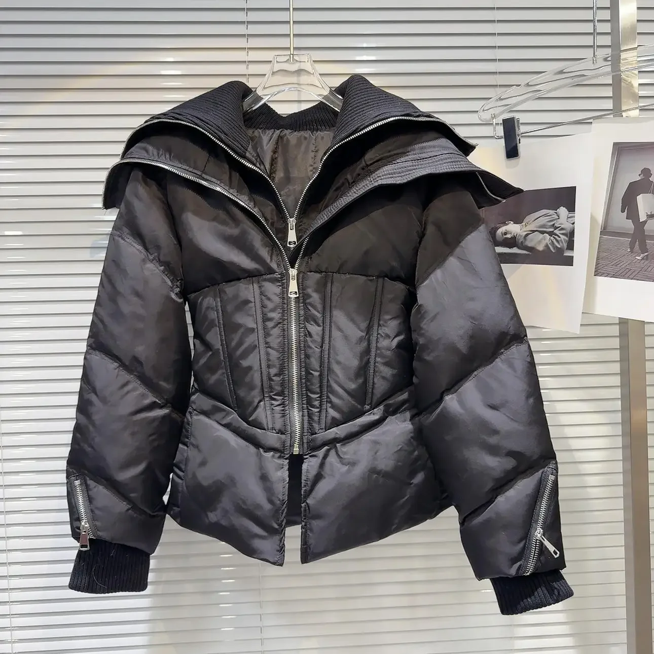 Модный женский осенне-зимний теплый пуховик милый крутой двухслойный