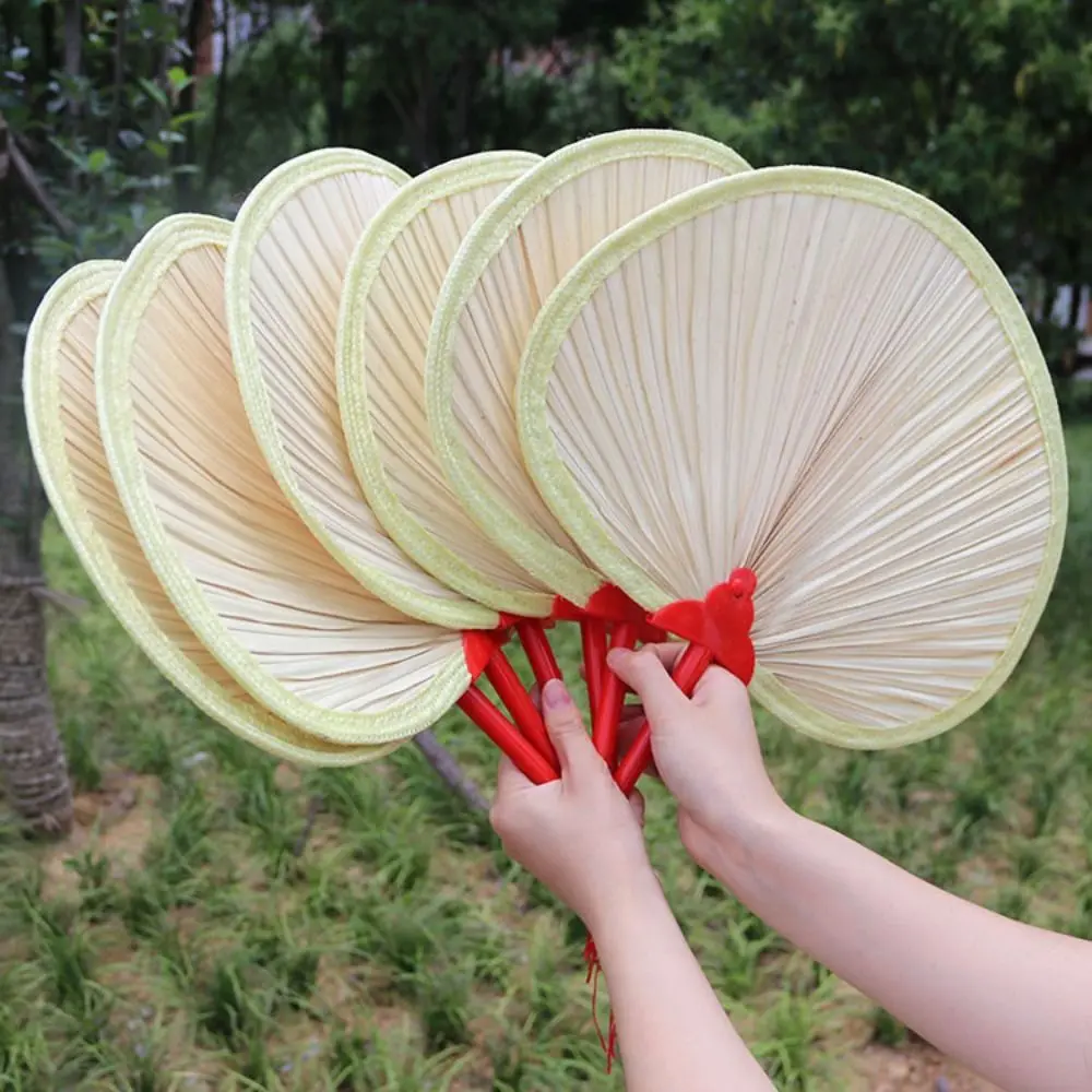 

Bamboo Woven Fan Summer Cooling Fan Chinese Style Hand Fans Pure Handmade DIY Heart Shaped Natural Palm-Leaf Hand Fans