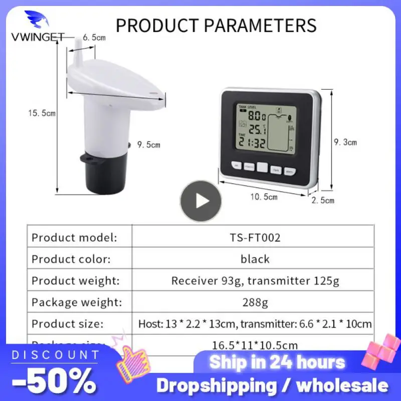 

Wireless Ts-ft002 Sensor Transmitter Mini Water Tank Liquid Depth Level Meter Multifunction Ultrasonic Water Level Gauge Indoor