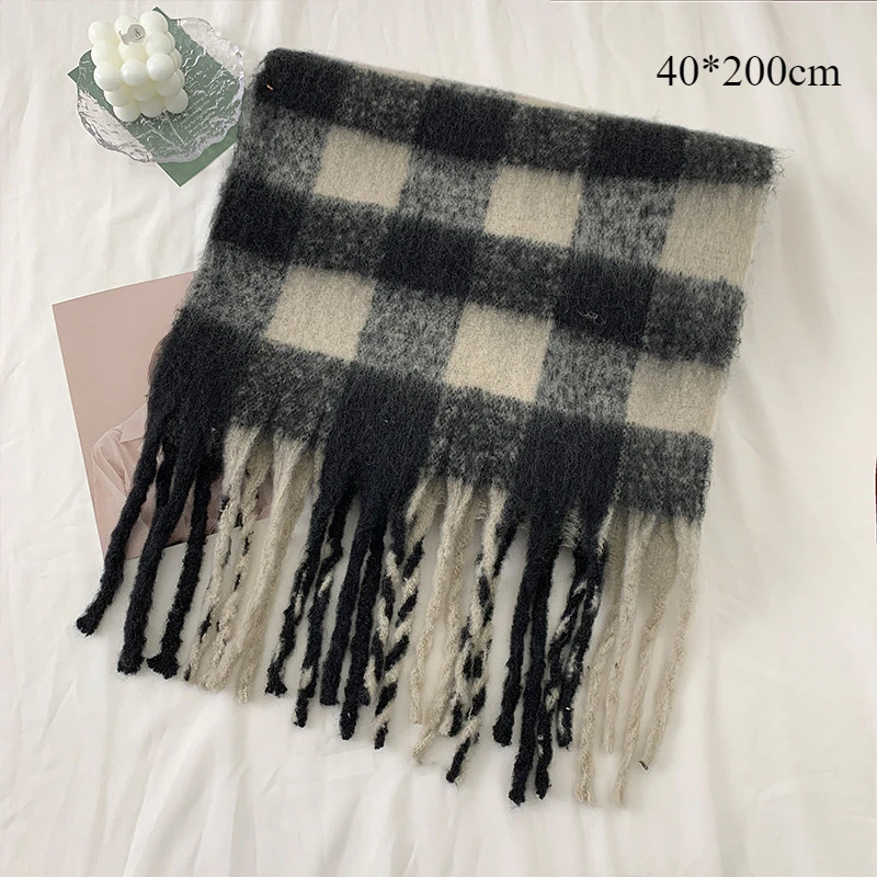 Женский зимний высококачественный мохеровый шарф Универсальный теплый