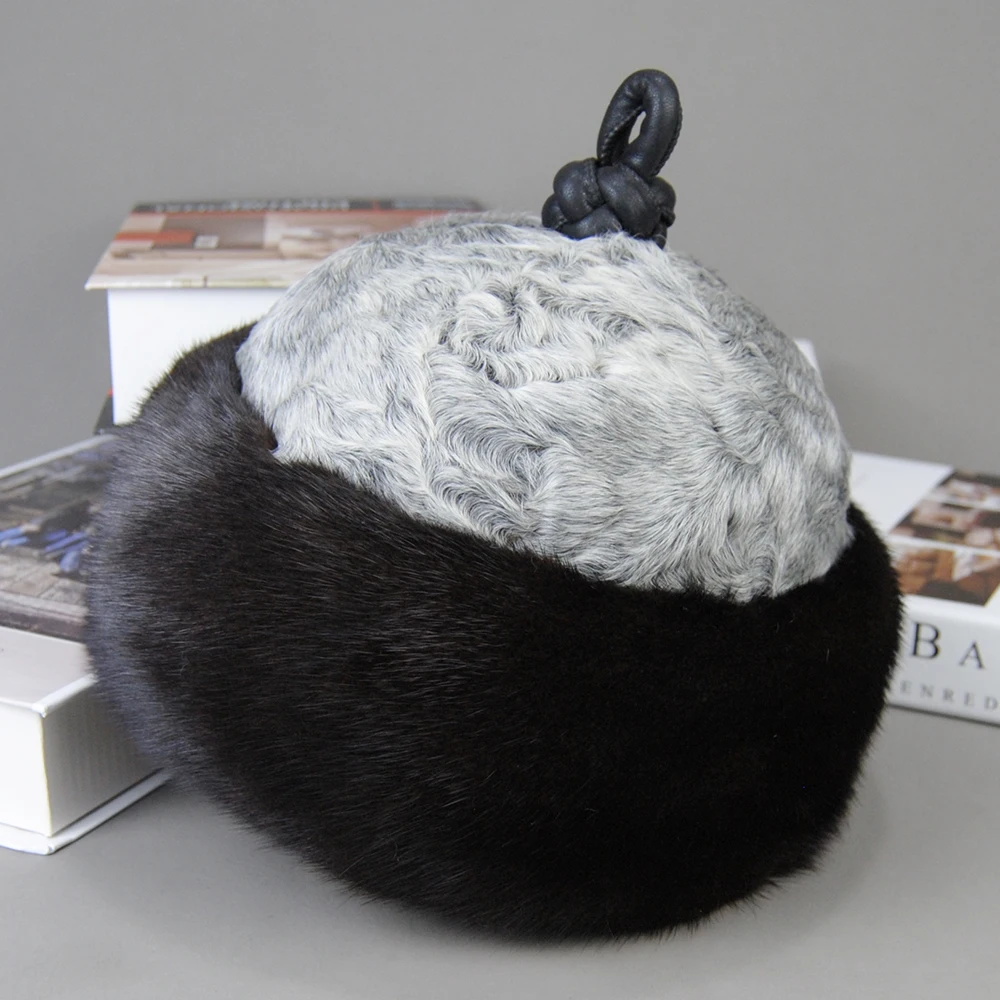 2024 горячая распродажа роскошные унисекс настоящая норка шерстяная шапка зимние