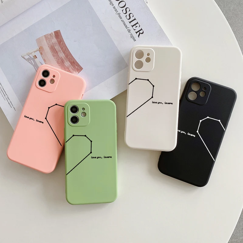 

Simple Half Of Heart Line Colorful Phone Case For iPhone 14 14ProMax 14Plus 13Promax 13 12 11 XR Mini Lovers Case Cover Unique