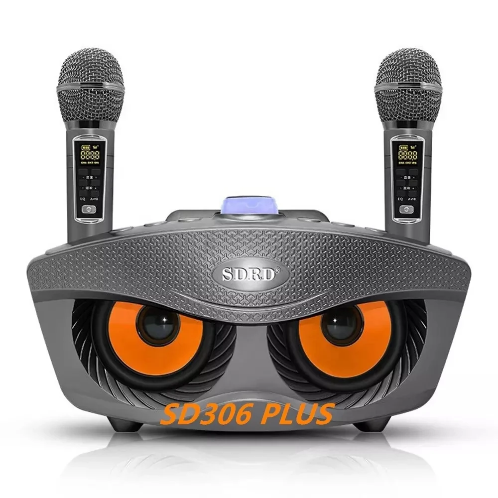 Профессиональная караоке-машина SD306Plus, Беспроводная Bluetooth-колонка с двойным микрофоном, портативная музыкальная система KTV для дома и улицы