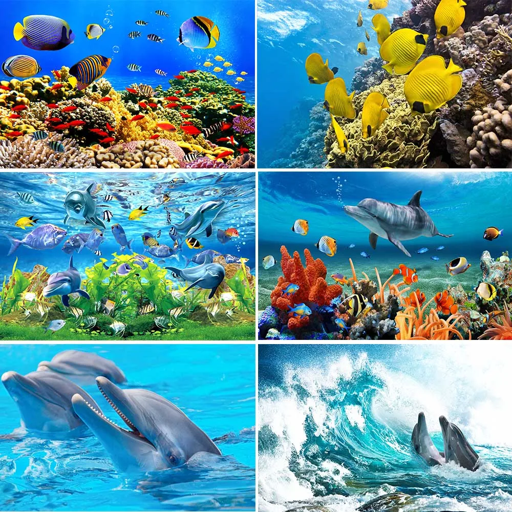 

Underwater World Ocean Sea Dolphin Photography Backgrounds Baby Portrait Birthday Party Decor Photocall Photo Studio Backdrops