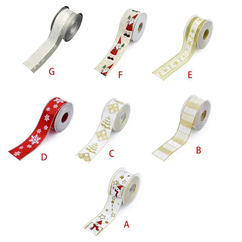

10m Christmas Ribbon Polyester Sheer Glitter Colorful Snowflake Patterns DIY Crafts Gift Wrapping Xmas Party