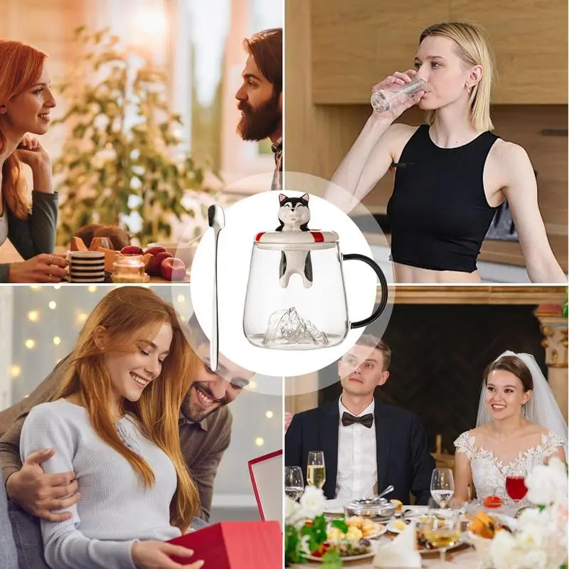 Стеклянная кружка с крышкой Мультяшные чашки для чая собакой Чашки кофе