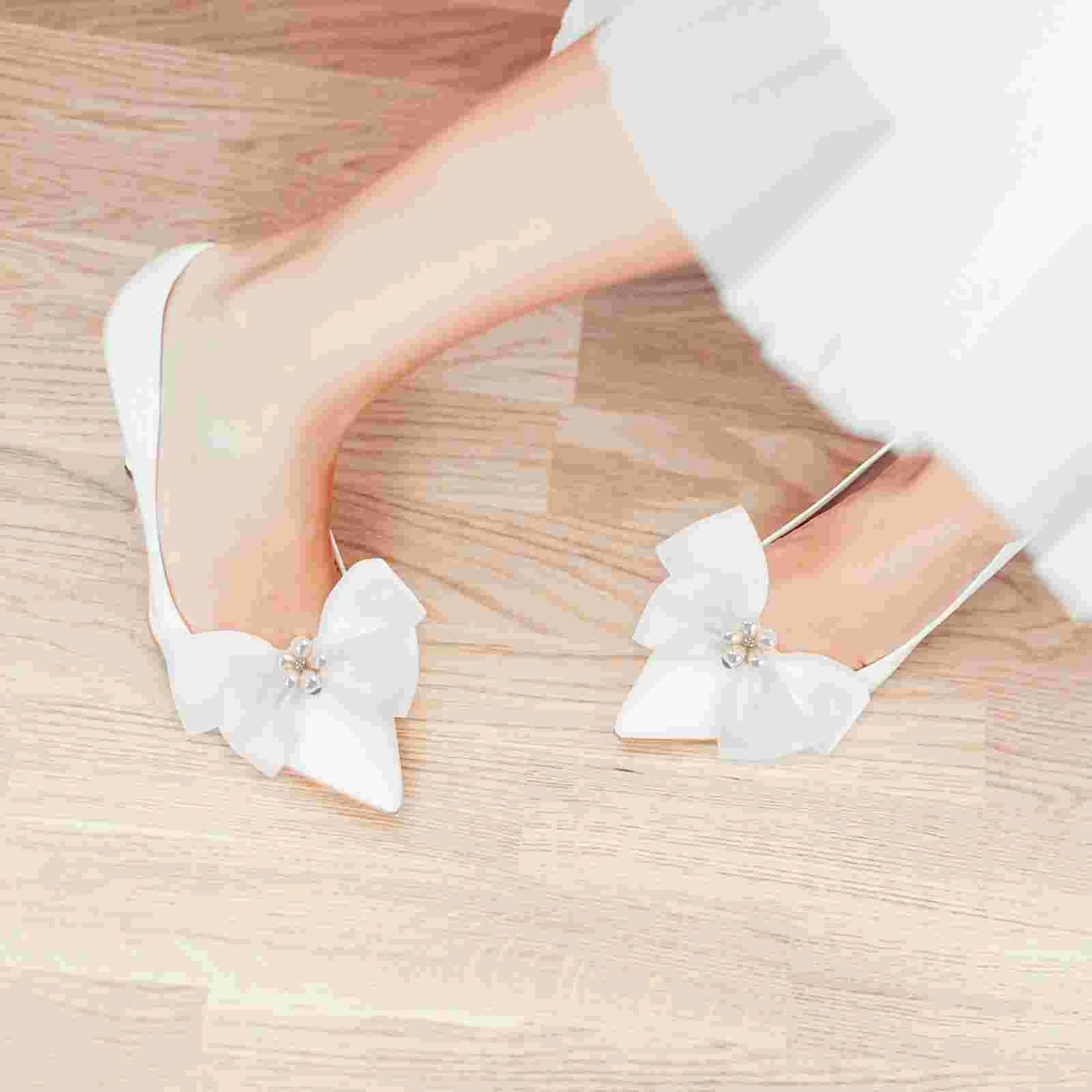 

1 Pair Wedding Big Bow Shoe Clip Pearls Shoe Buckle Women Shoes Jewelry Gift