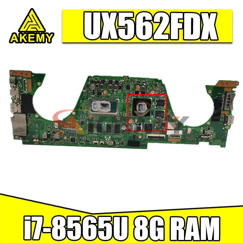 

Akemy UX562FDX Motherboard W/ GTX1050 GPU 8G-RAM I7-8565U For Asus Q536F Q536FDX UX562F Q536FD Laptop Mainboard