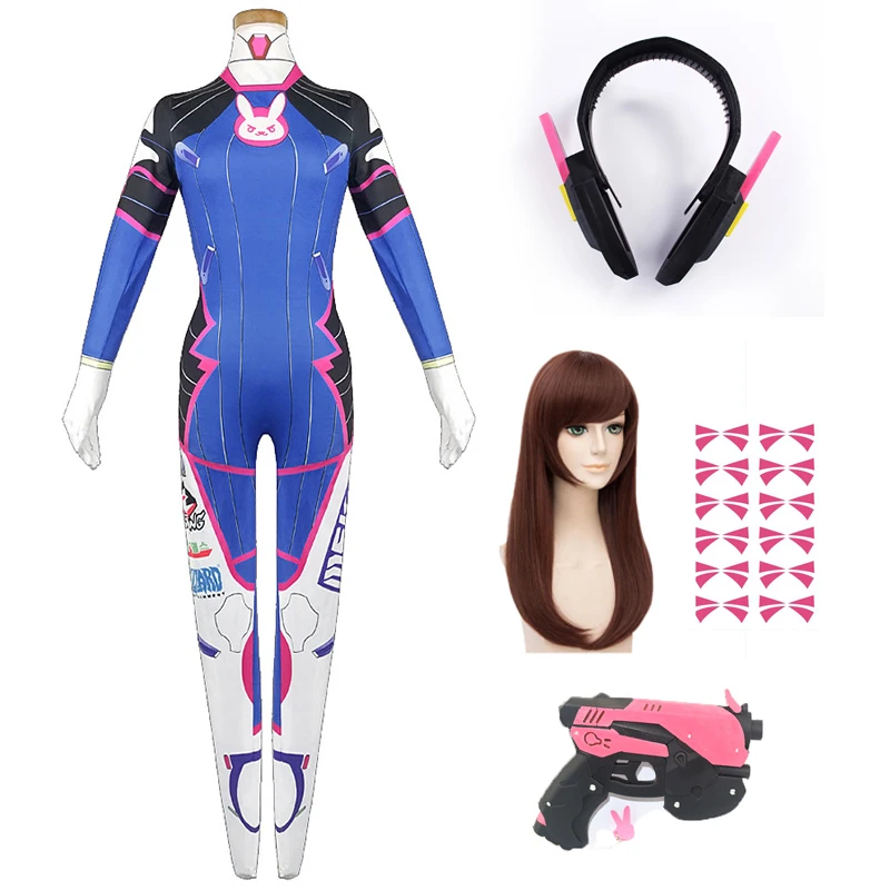 

Game Dva Cosplay Costume Game Female Adult child Lycra 3D Printing Spandex Halloween Party Zentai Wig Suits Gun D.Va cos