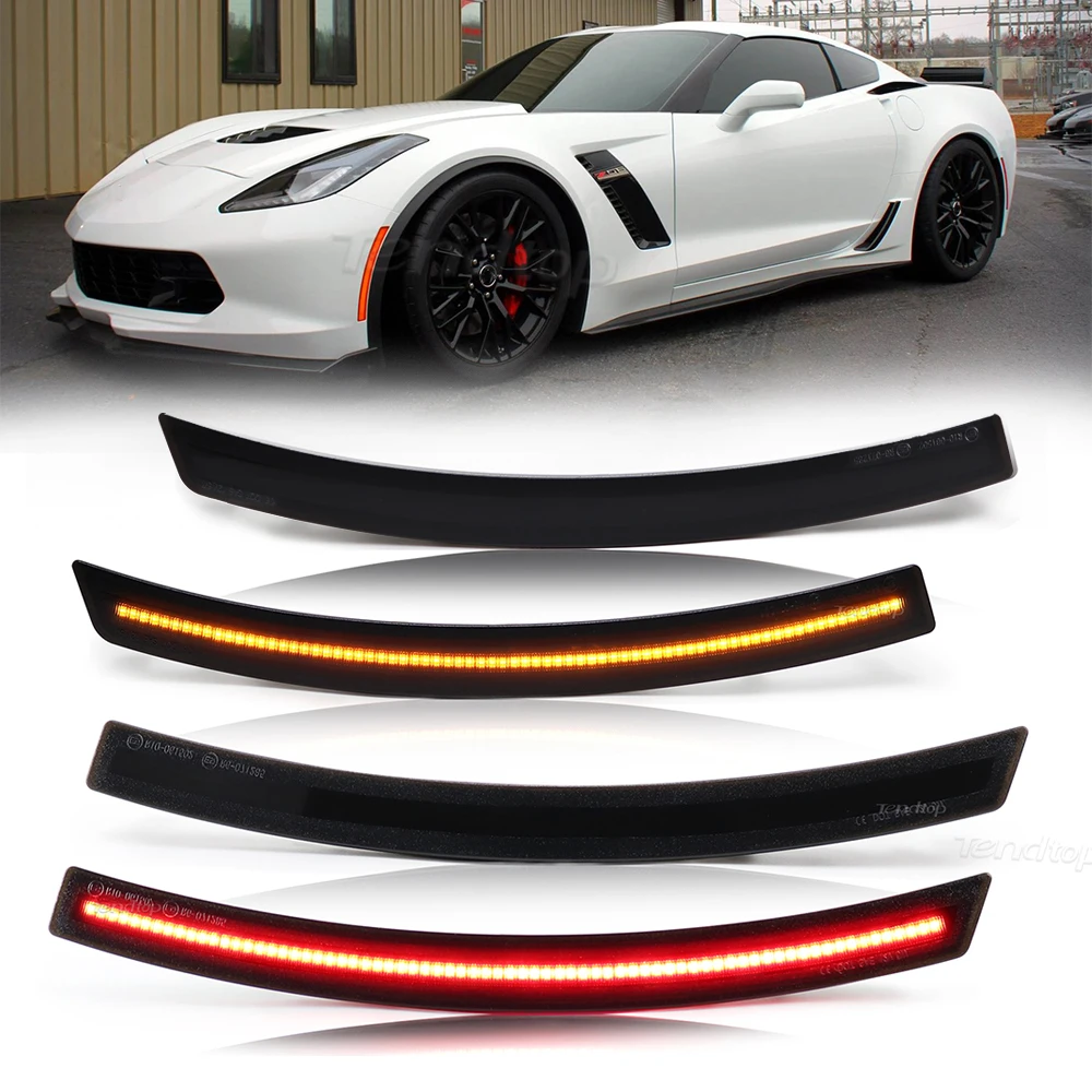 

4Pcs Full LED Car Front / Rear Side Marker Lights For Chevrolet Corvette C7 2014-2019 Fender Flare Lamps Amber Red Car Lights
