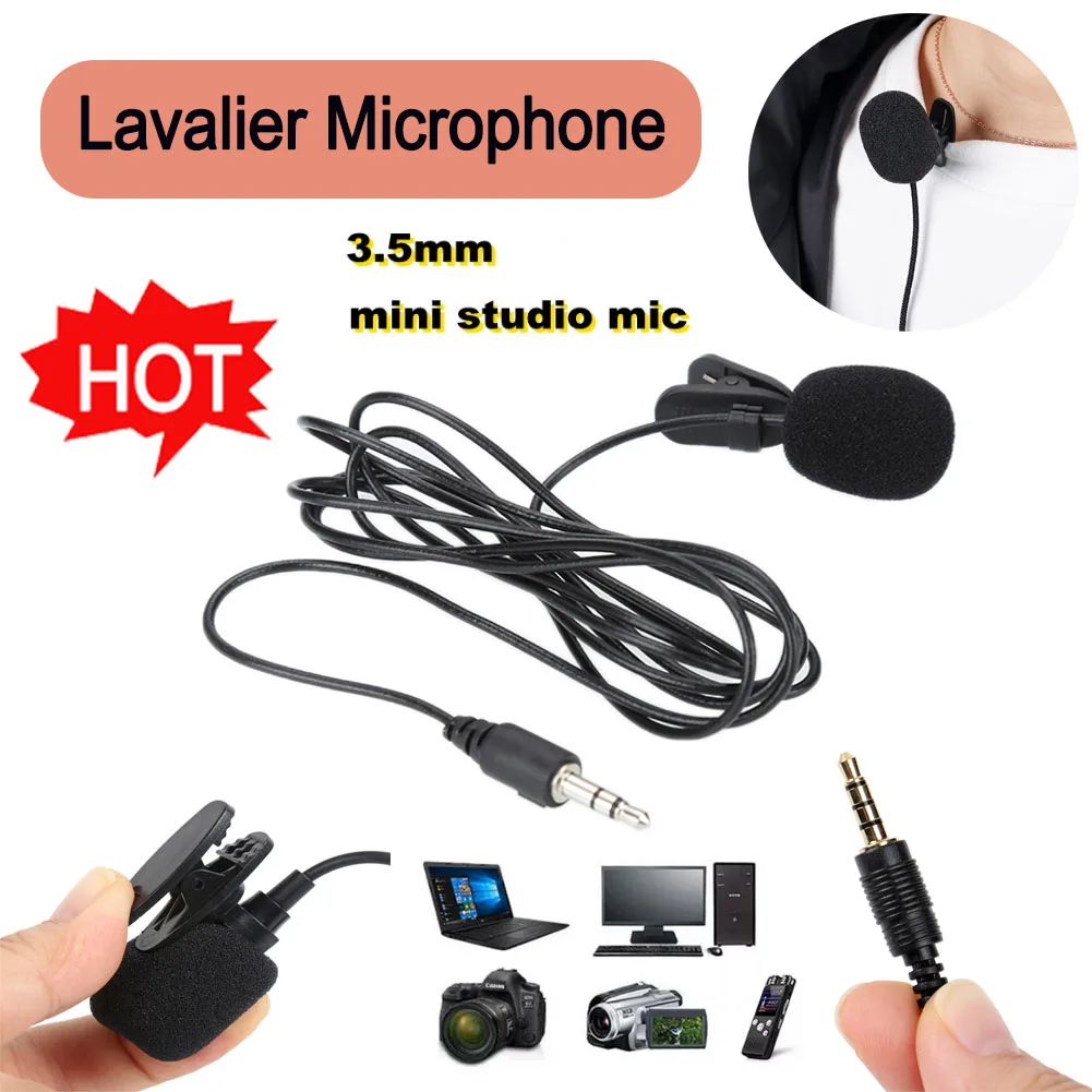 

Portable 1.5m Lavalier Mini Microphone Condenser Clip-on Lapel Mic Wired 3.5mm Type-C For IPhone SmartPhone Recording Laptop PC