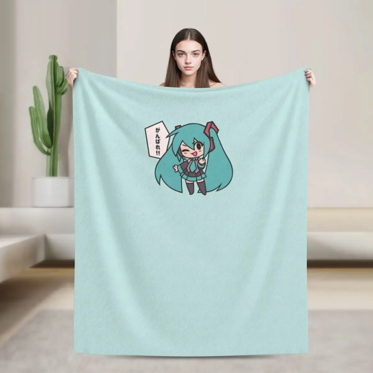 Мiku Ganbare Ganbatte Chibi плед из микрофлиса