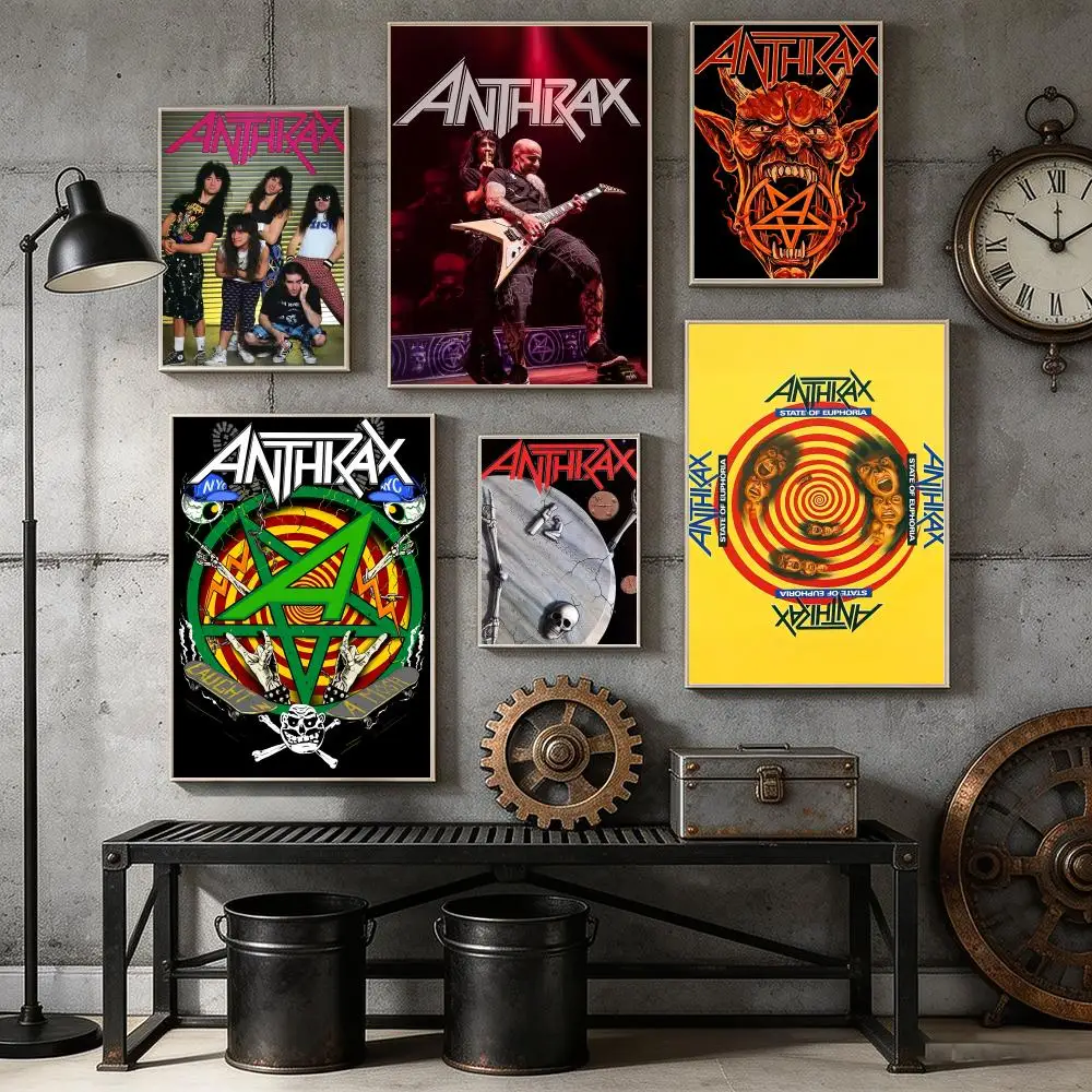 Фото Постер группы Heavy Metal A-Anthrax, наклейка на стену для домашнего бара, водонепроницаемая самоклеящаяся наклейка для декора гостиной и спальни №1