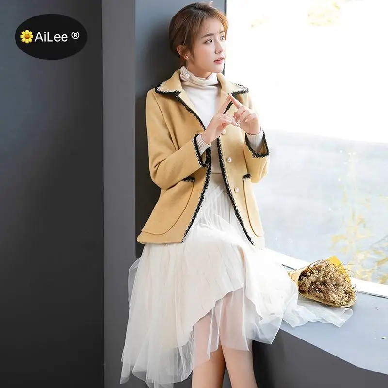 

Women Single Breasted Winter Coat Turn Down Collar Velour Coat Patchwork Sweet Button Pocket Female Loose Streetwear Jacket