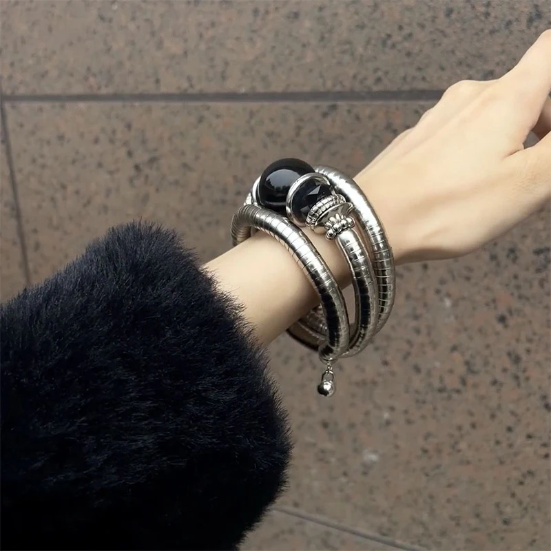 Новинка 2024 эластичный браслет из черного агата в ретро стиле мужские и женские