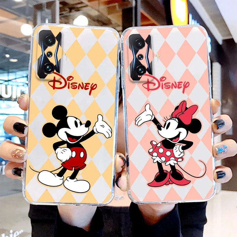 

Disney Mickey&Minnie Transparent Phone Case For Xiaomi Redmi K60 K50 K40 Gaming K30 K20 A1 Pro 5G 12C 11 10X 9T 9