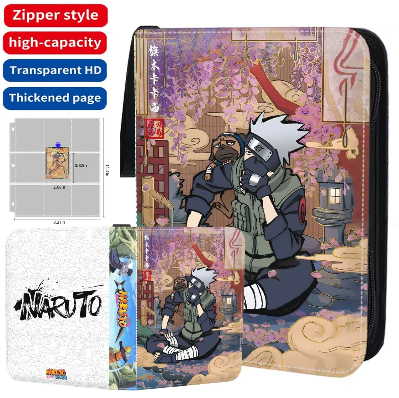 Cards Binder 4/9 Pocket Trading Card Holder Collector Album na karty anime z 50 wewnętrznymi stronami Uchwyt zamek błyskawiczny do 900 kart