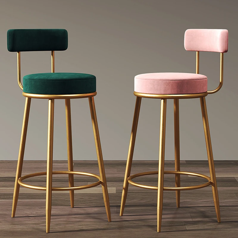 

Velvet Gold Nordic Bar Chairs Pink High Luxury Manicure Modern Throne Bar Chair Vanity Office Barber Barstoel Furniture XY50BC