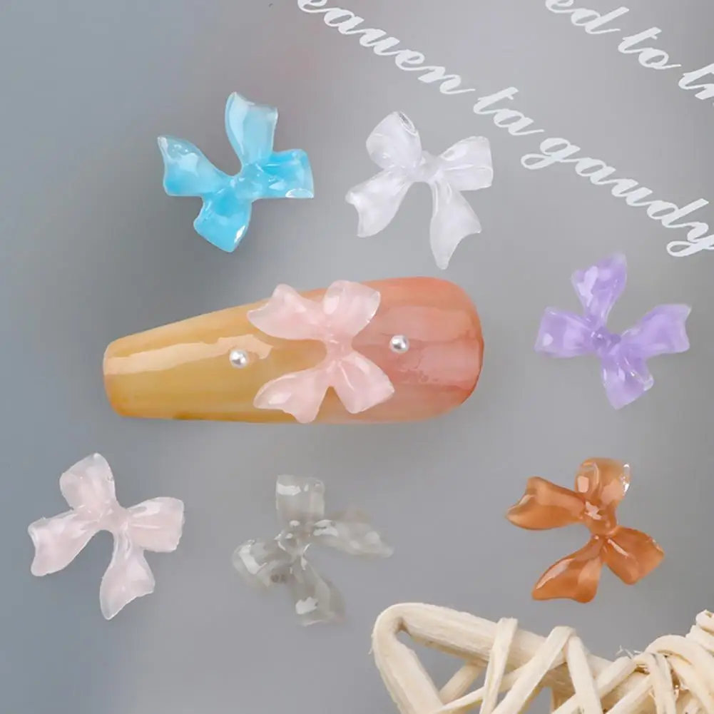 

Nail Resin Stones Lovely DIY Easily Stick 3D Bowknot Manicure Glitter Decoration for Salon Nail Decor Bow Ornaments