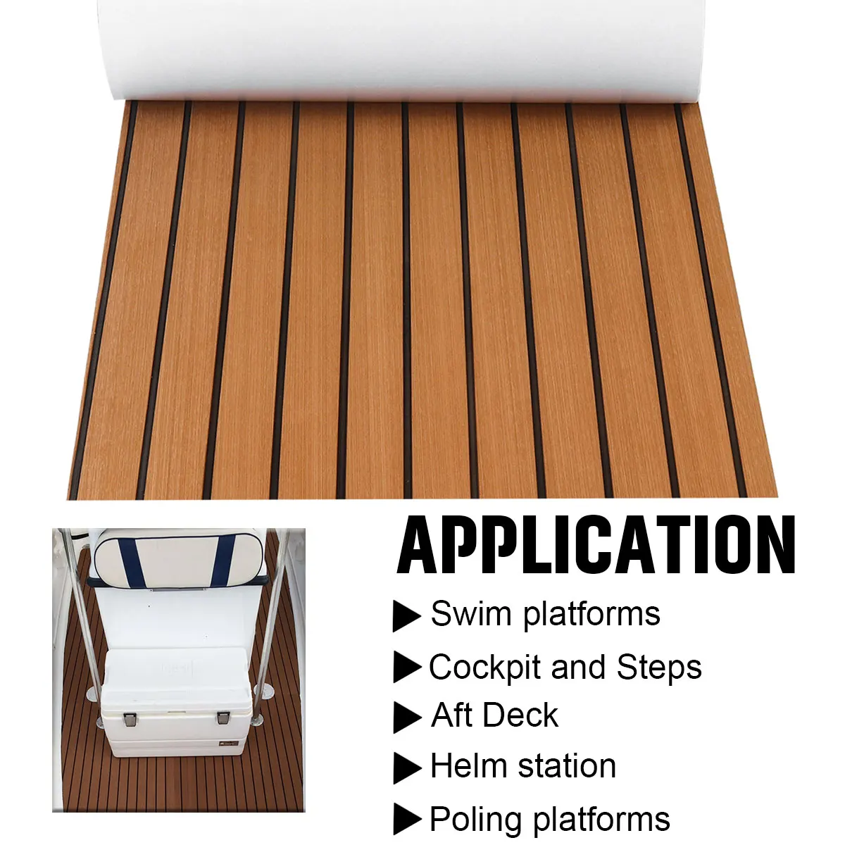 

EVA Foam Faux Teak Decking Sheet Non Skid Self Adhesive Boat Deck Anti-fatigue Mat Yacht Flooring Pad 2400x600x6mm Boat