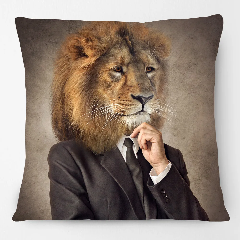 Декоративные подушки 45x45 см с изображением Льва волка собаки кота