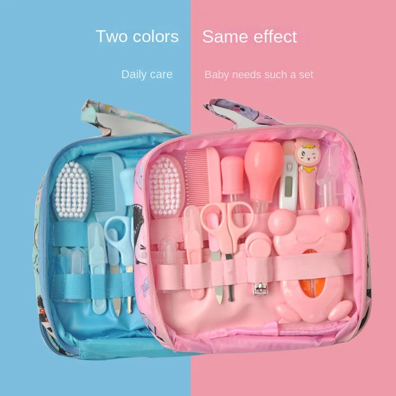 

Baby Care Set Baby Toothbrush Nail Clipper Manicure Scissors Nasal Aspirator Comb Brush 13 Piece Set Mummy Bag Grooming
